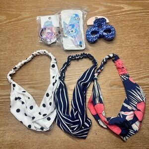 Womens Hair Accessory Bundle Headbands Claw Clip Hair Ties Floral Polka Dot 6pc